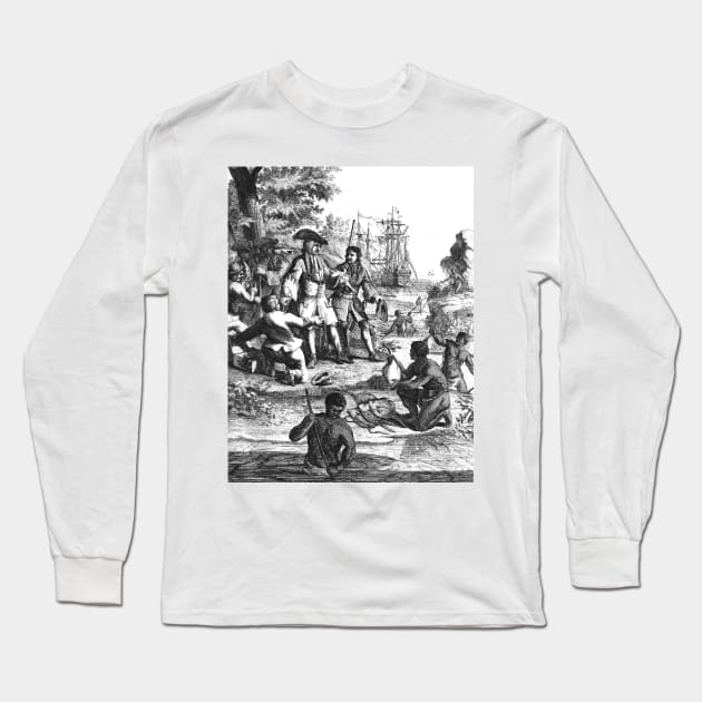 English nobleman with servants and submissive indigenous Long Sleeve T-Shirt by Marccelus